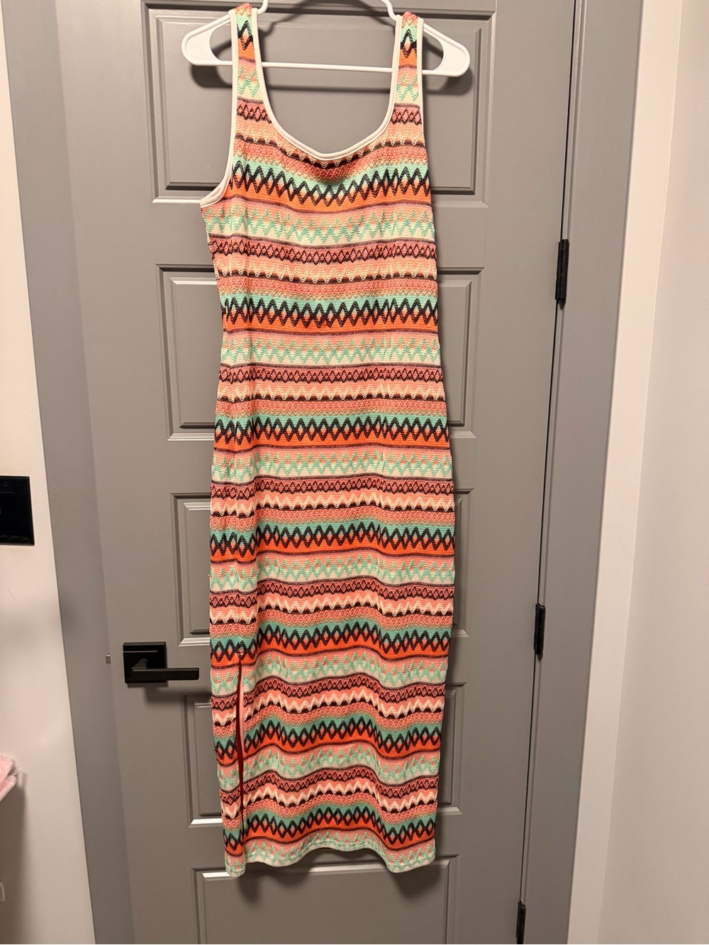 Pretty Garden Sleeveless Chevron Maxi Dress in Coral & Mint XXL